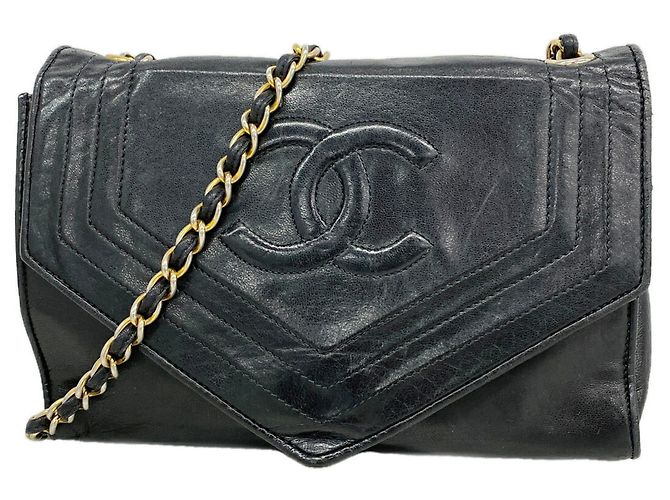 Timeless Bolso de hombro Chanel de piel de cordero negra Negro