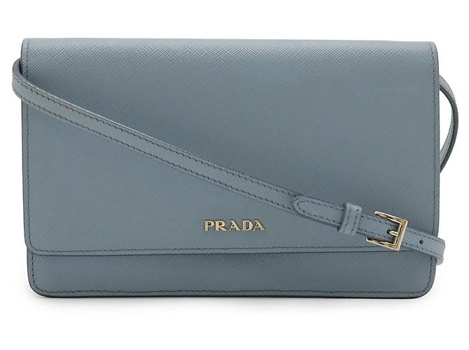 Borsa a tracolla 2way Prada Saffiano Blu Blu chiaro