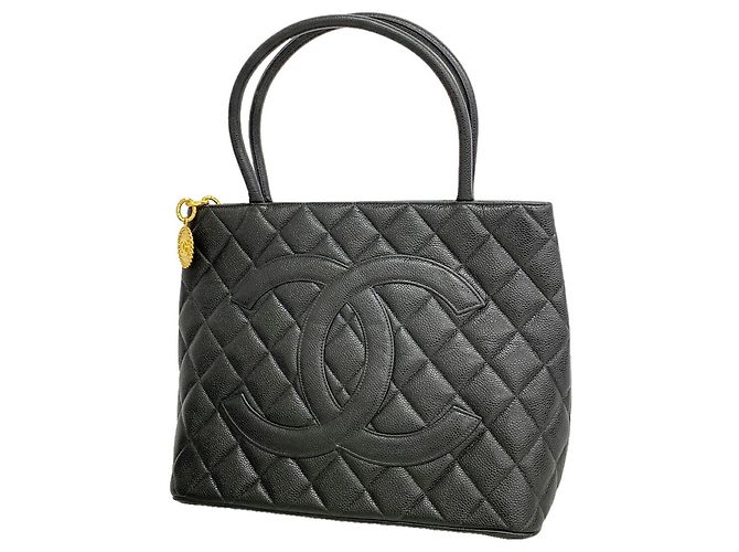 Timeless Borsa Tote Chanel in vitello grana nera Nero