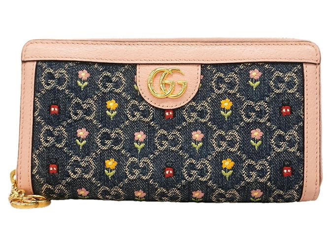 Cartera larga Gucci Ophidia de denim Rosa Azul