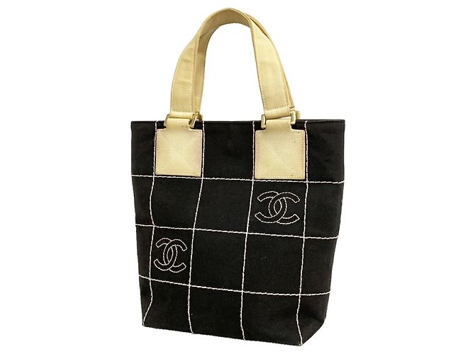 Borsa Tote Chanel in tela nera Nero