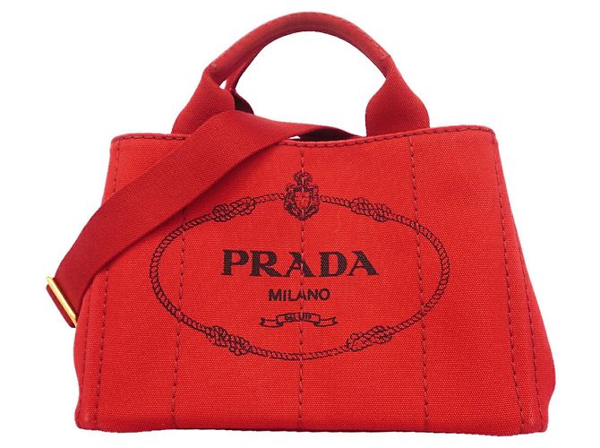 Borsa Tote Prada Canapa Canvas Rosso
