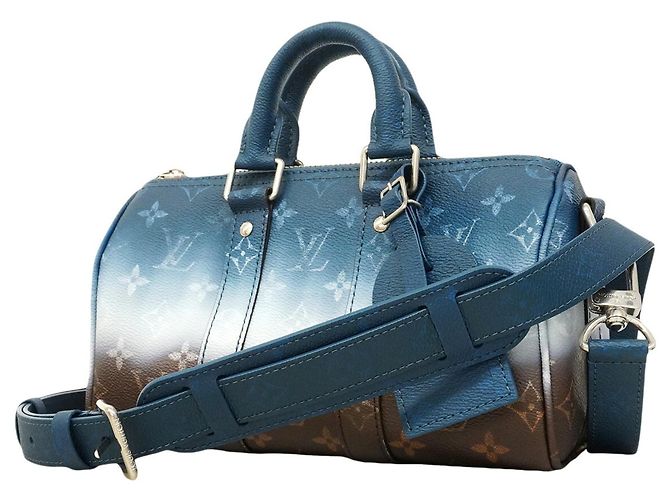 Borsa Louis Vuitton Keepall Bandoulière 25 Monogram Pigment Blu