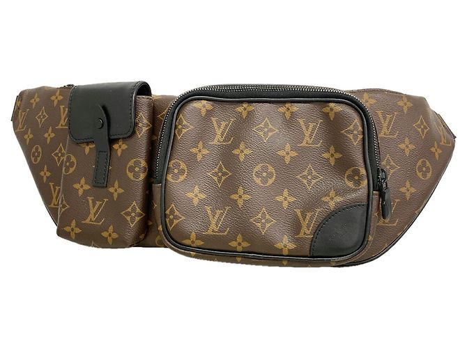 Sac banane Louis Vuitton Monogram Macassar Christopher Marron Noir