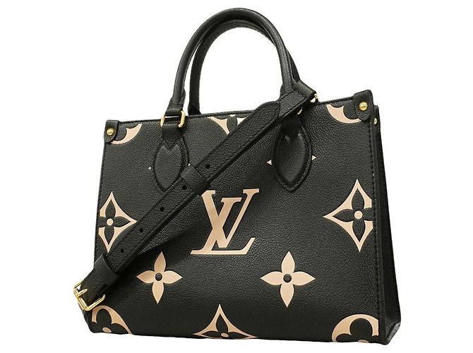 Louis Vuitton Monogram Empreinte Bicolor OnTheGo PM Handtasche Schwarz Beige