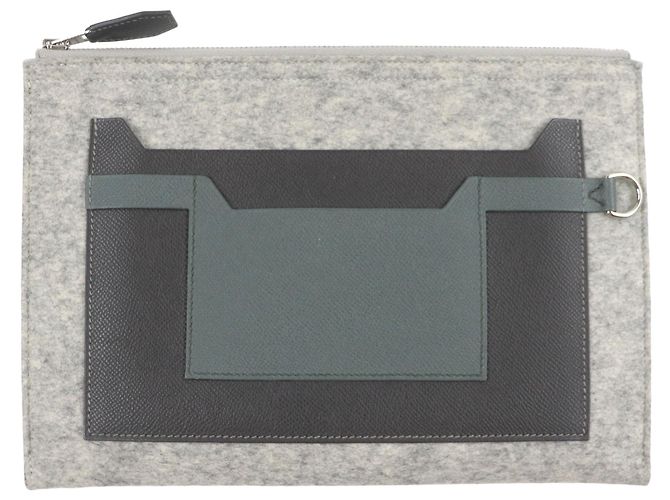 Hermès Gray Epsom and Felt Toodoo 29 Marrone