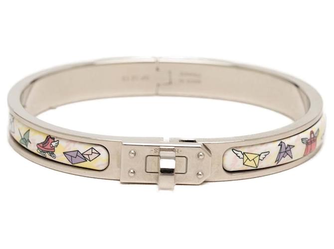 Bracelet Hermès Mini Clic Kelly Flagship étroit en émail blanc 