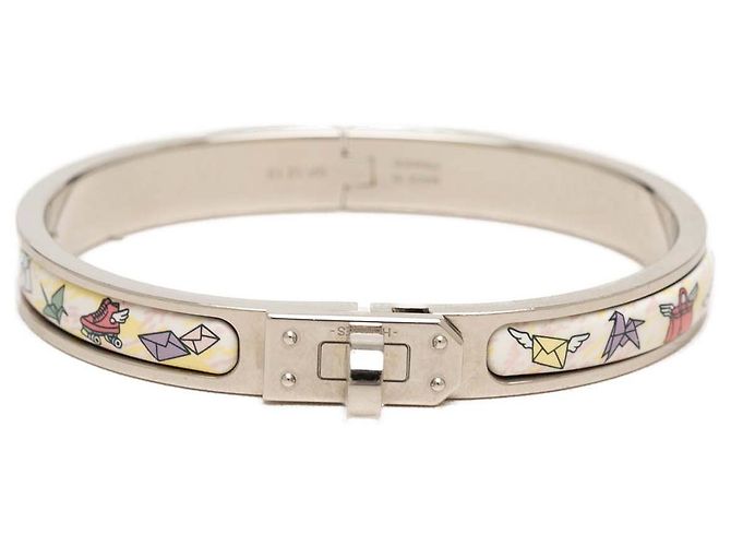 Pulsera Hermès Mini Clic Kelly Flagship estrecha de esmalte blanco