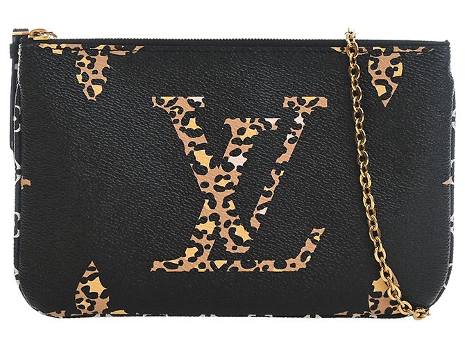 Louis Vuitton Black Monogram Giant Jungle Double Zip Pochette Nero