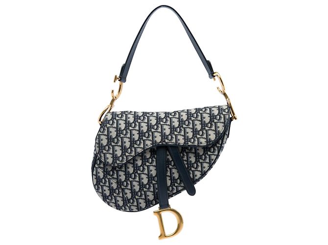 Sac Saddle Dior en toile Oblique bleue