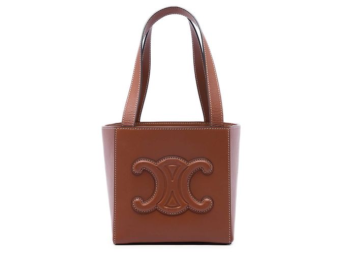 Céline Bolsa Cube em couro de bezerro marrom Cuir Triomphe Celine