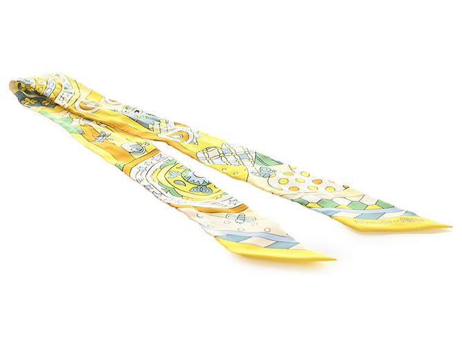 Lenço de seda Twilly Hermès Yellow Les Murmures de la Foret Amarelo