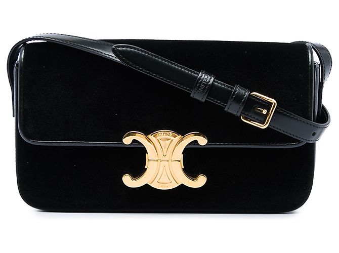 Céline Borsa a tracolla Claude in velluto nero Celine