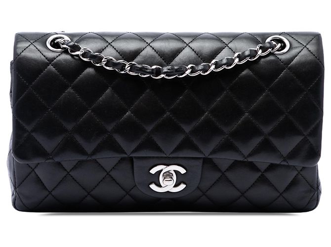 Chanel Black Medium Classic Lambskin Double Flap Noir