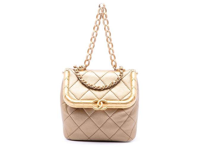 Bolso My Crush Chanel de piel de cordero acolchada micro dorado