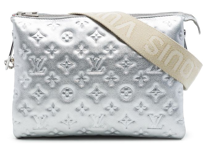 Louis Vuitton Silver Monogram Embossed Puffy Lambskin Coussin PM Argento