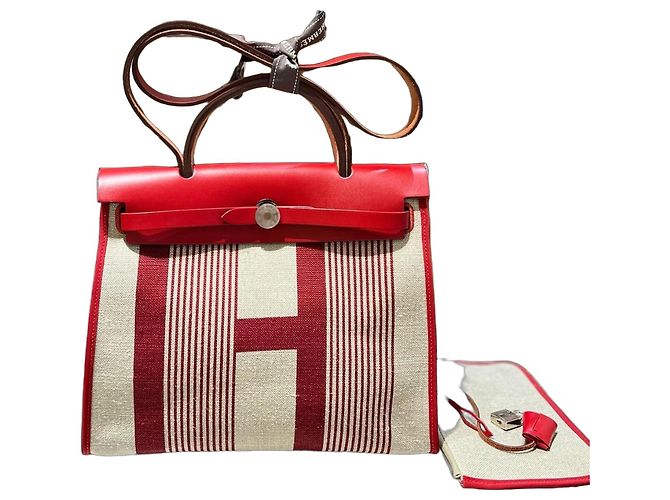 Borsa Hermès Herbag Zip 31 Rosso Beige