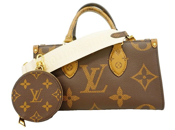 Borsa Louis Vuitton Monogram Giant Reverse OnTheGo EW Marrone