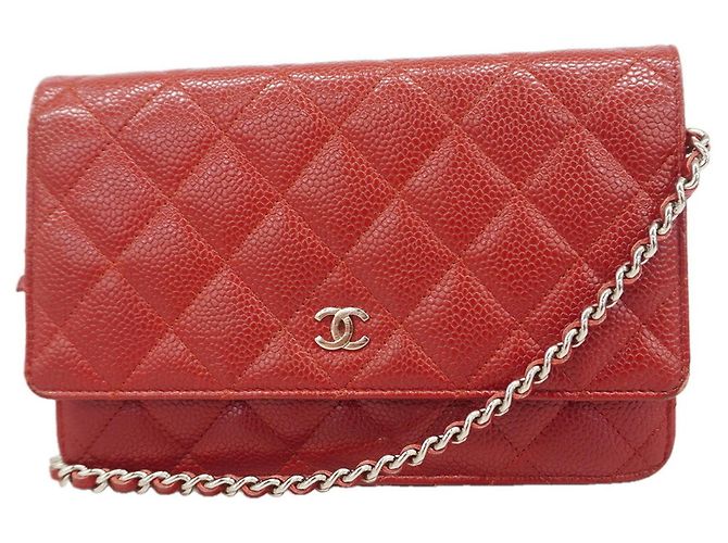 Cartera de hombro con cadena Chanel Matelassé Roja