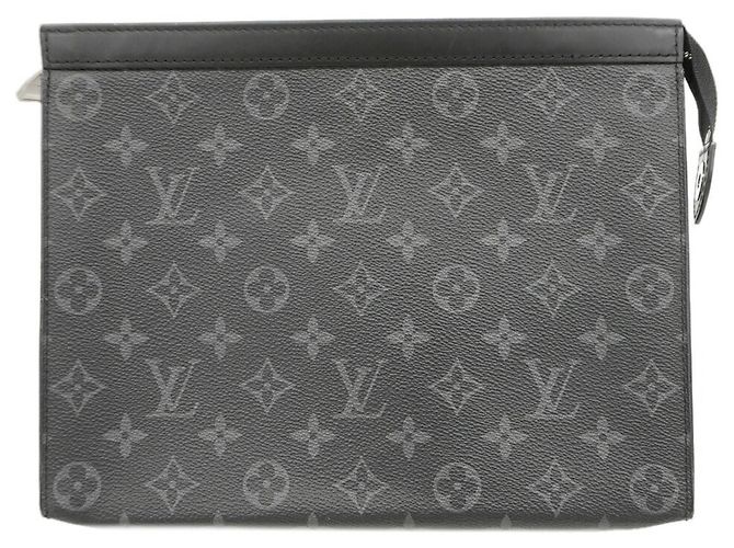 Louis Vuitton Monogram Eclipse Pochette Voyage MM Clutch Bag Nero