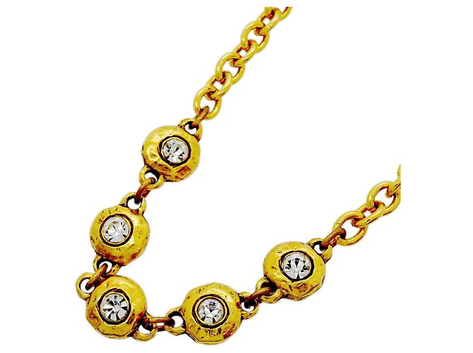 Collana Chanel placcata oro con strass D'oro
