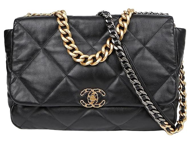Chanel Borsa a Spalla Maxi Nera in Agnello Nero