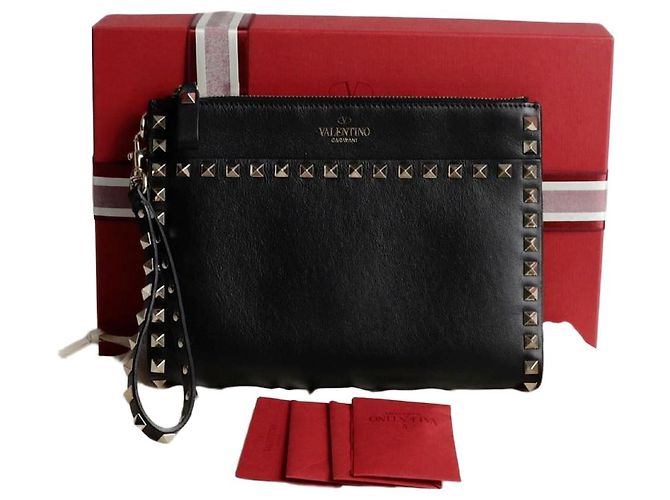 Valentino Garavani Clutch Rockstud Strap Nero 