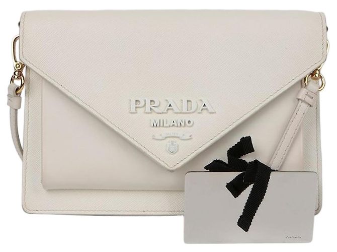 Prada Mini borsa a tracolla e pochette monocromatica Bianco 
