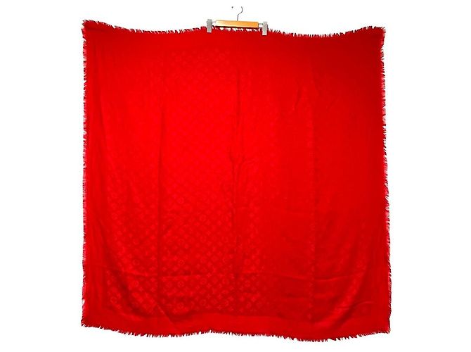 Stola in lana e seta jacquard Monogram Louis Vuitton Rosso
