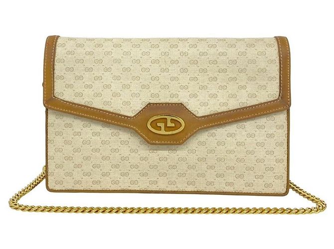 Borsa a tracolla in pelle Gucci Micro GG Marrone Beige