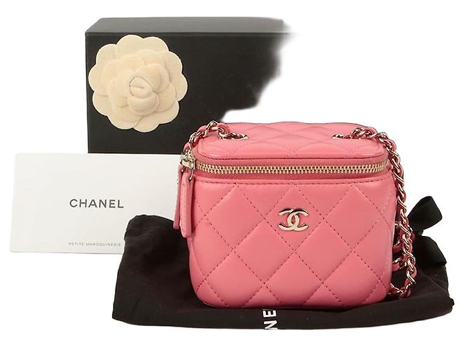 Chanel Bolsa Tiracolo Vanity Mini Cosmetic com corrente Rosa