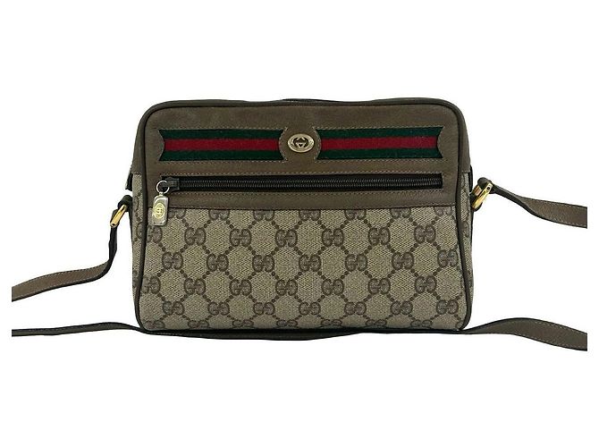 Borsa a tracolla in pelle Gucci GG Marrone