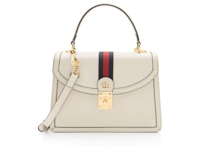 Gucci Leather Ophidia Small Top Handle White