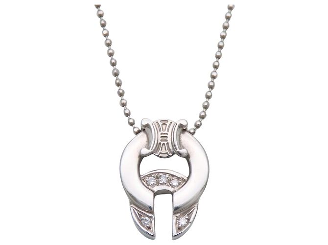 Céline Celine Platin-Diamant-Halskette Silber Metallisch