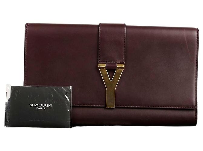 Saint Laurent Cabas Chic Flap Clutch Rosso