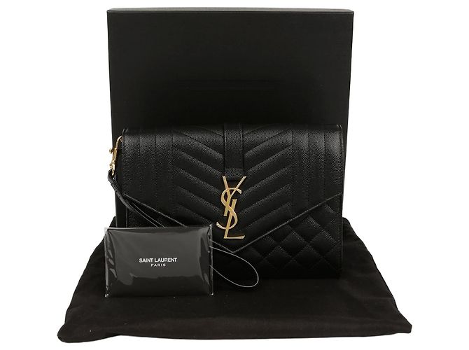 Saint Laurent Pouch a Busta Mix Matelassé Nero