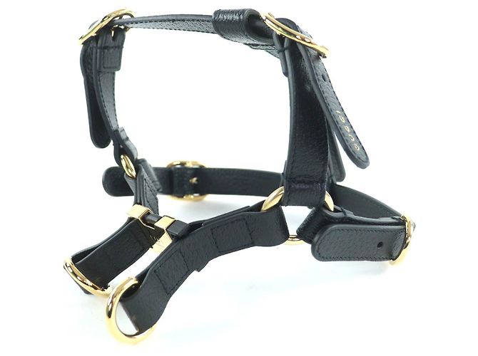 Arnés de cuero para perro Gucci Negro