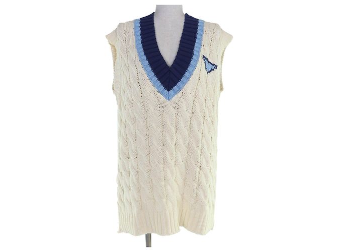 Prada Strickware aus Baumwolle mit Triangle-Logo Roh