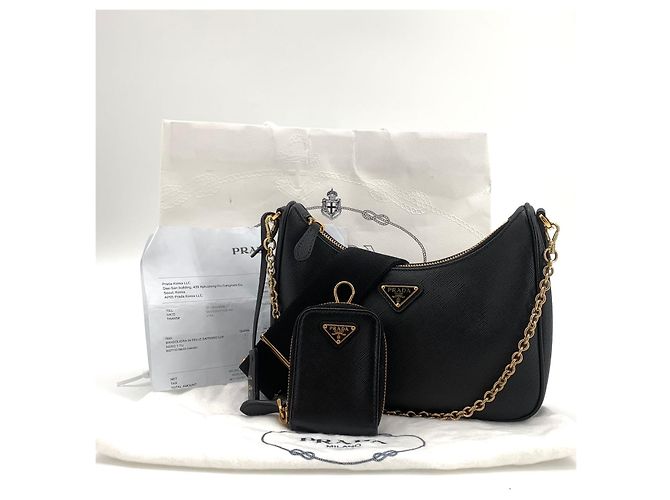 Prada Bolso Hobo Multi de Saffiano Negro