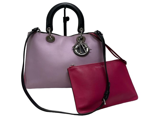 Ensemble Sac Cabas Moyen et Pochette Diorissimo en Cuir Rose