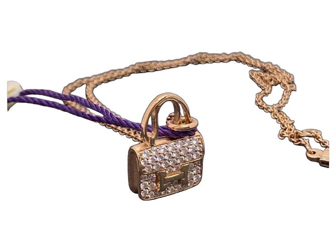 Collier Hermès Constance en or rose 18k Doré