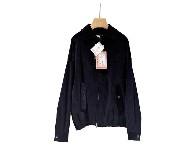 Miu Miu Corduroy Blouson Jacket Navy Blue