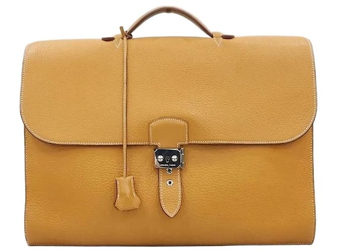 Hermès Depeche Briefcase Sesame Gold Golden