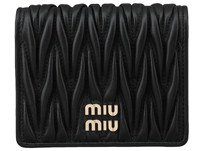 Miu Miu Portafoglio bi-fold Matelassé Black AFPP Nero