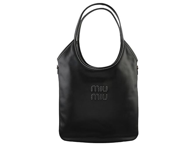 Miu Miu Saco Tote Ivy em couro Preto