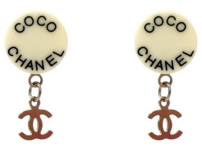 Chanel Orecchini rotondi Coco CC Bianco 