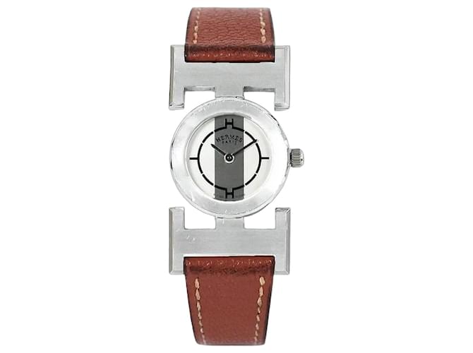 Hermès Montre Quartz pour Femme Cuir Argenté 