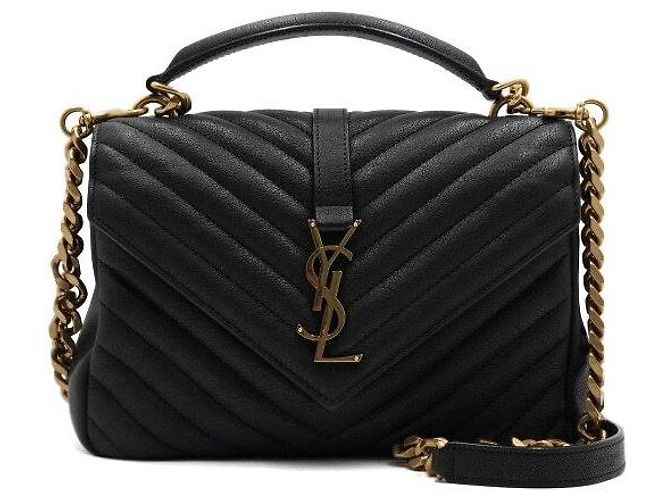 Saint Laurent Borsa Tote Monogram Matelassé Medium, Borsa a Tracolla e a Spalla Black Gold Nero