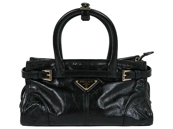 Prada Mini Lederhandtasche Schwarz