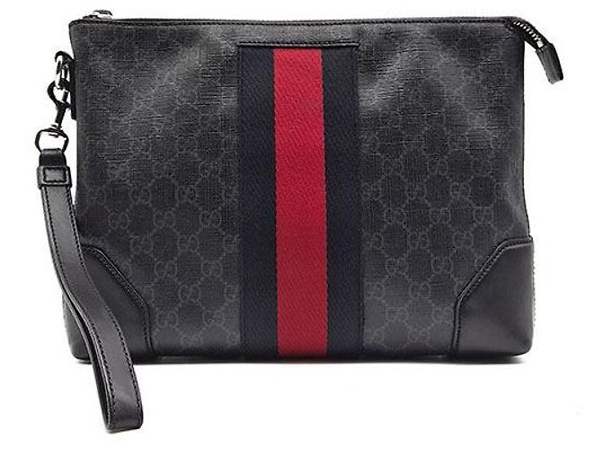 Clutch Gucci Supreme Strap nera Nero